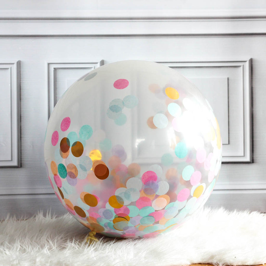 Giant Confetti Balloon filled with Unicorn Pastel and Gold Confetti