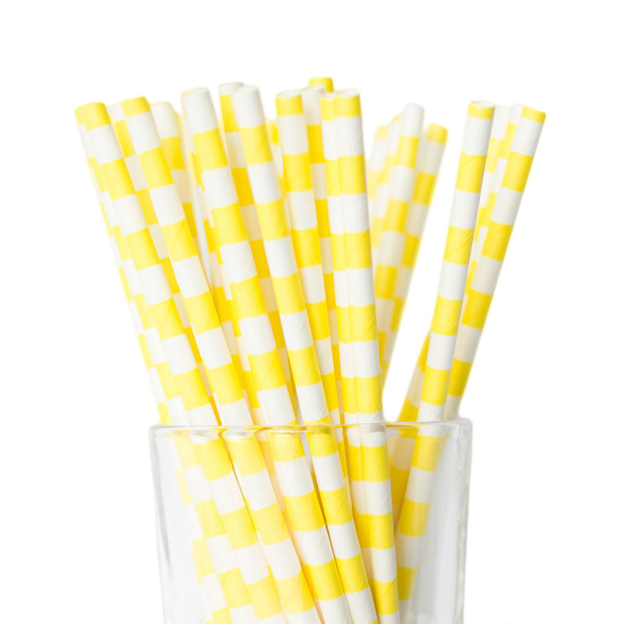 yellow nautical striped straws