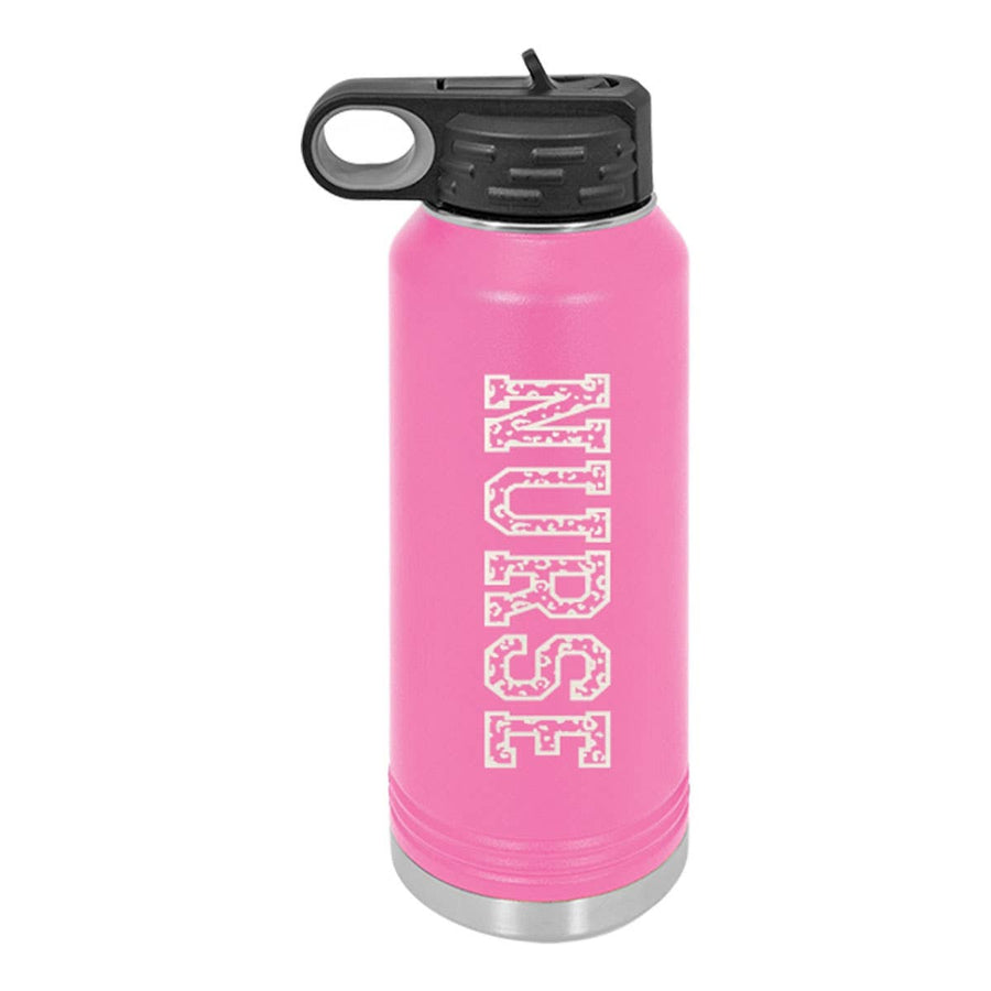 Leopard Nurse Pink 32oz Water Bottle