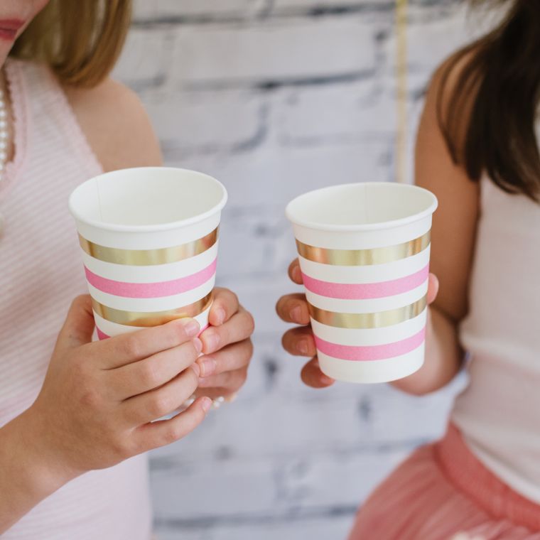 pink and gold cups