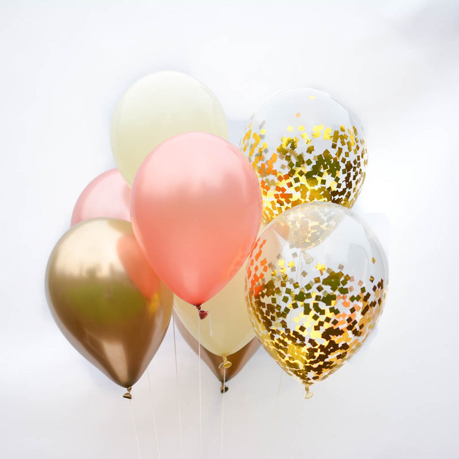 Gold confetti balloon bouquet