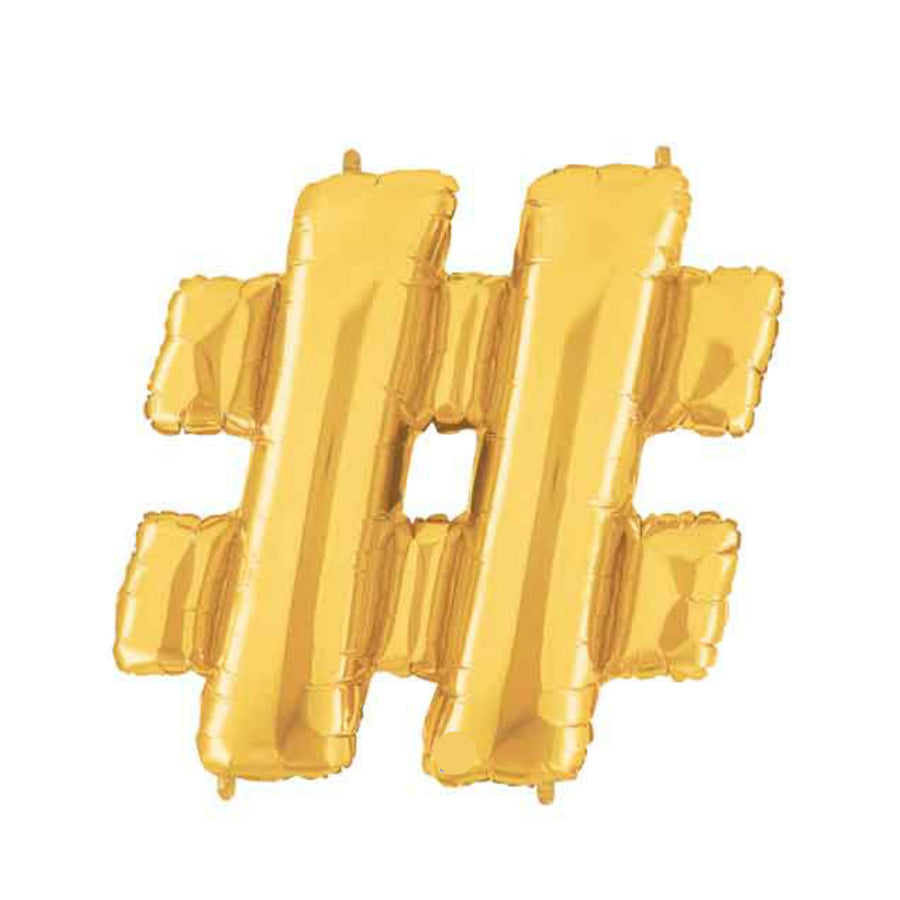 gold hashtag balloon