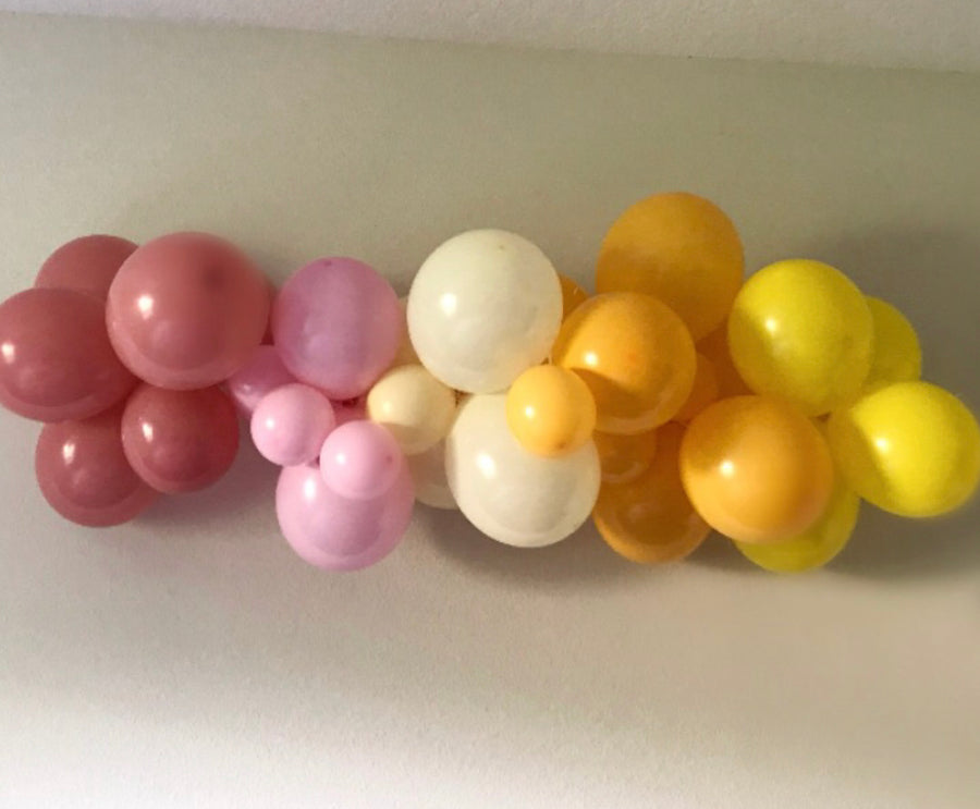 Balloon Garland- dusty rose, pink, ivory,goldenrod-yellow-flower Party Decor-Baby Shower-Bridal Shower-First Birthday-Boho Arch-flower power