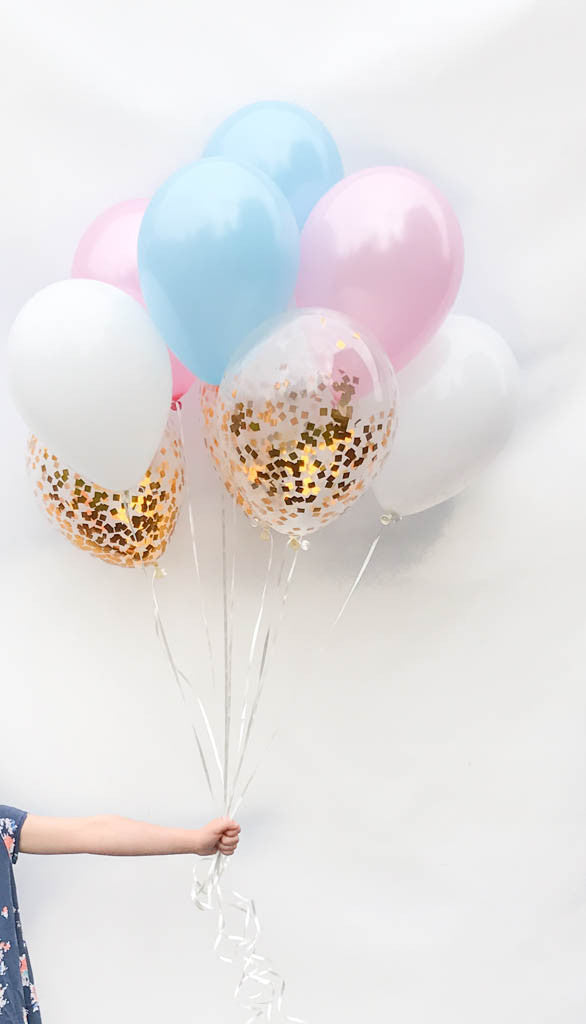 pink and blue baby balloon set