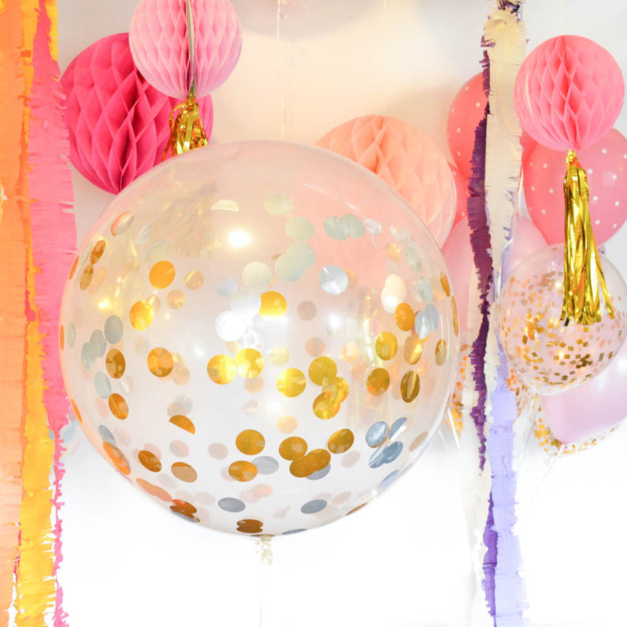 Gold and Silver Confetti balloon