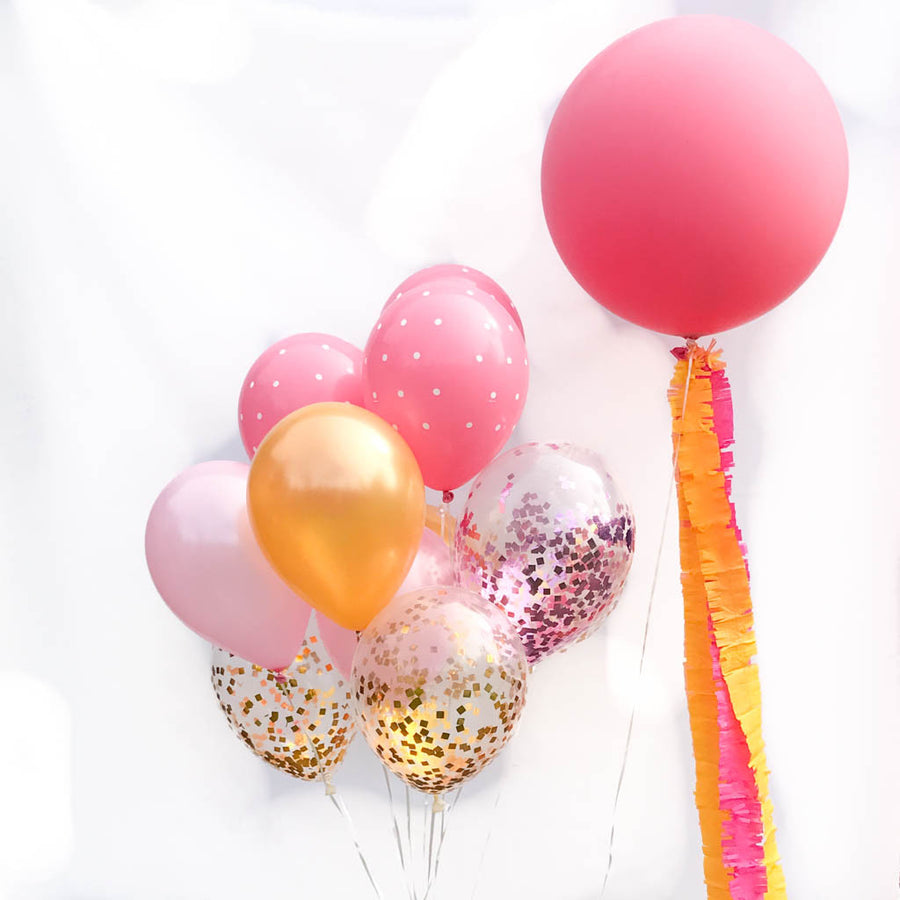 pink and gold confetti balloons