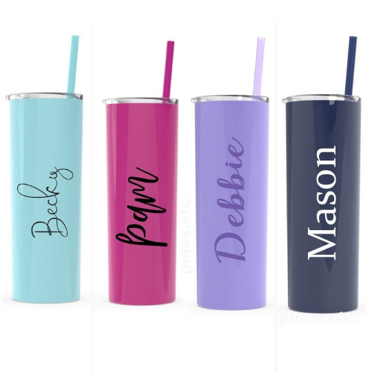 Personalized Stainless Steel Cup with Straw