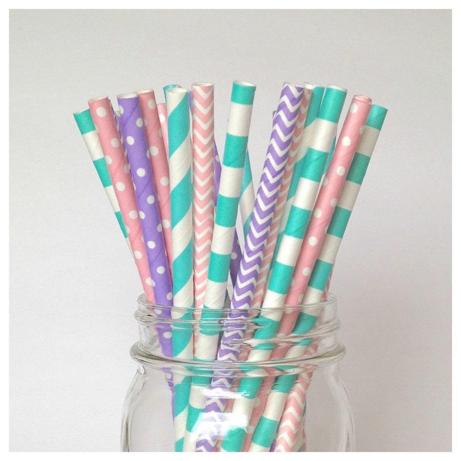 pink purple straws