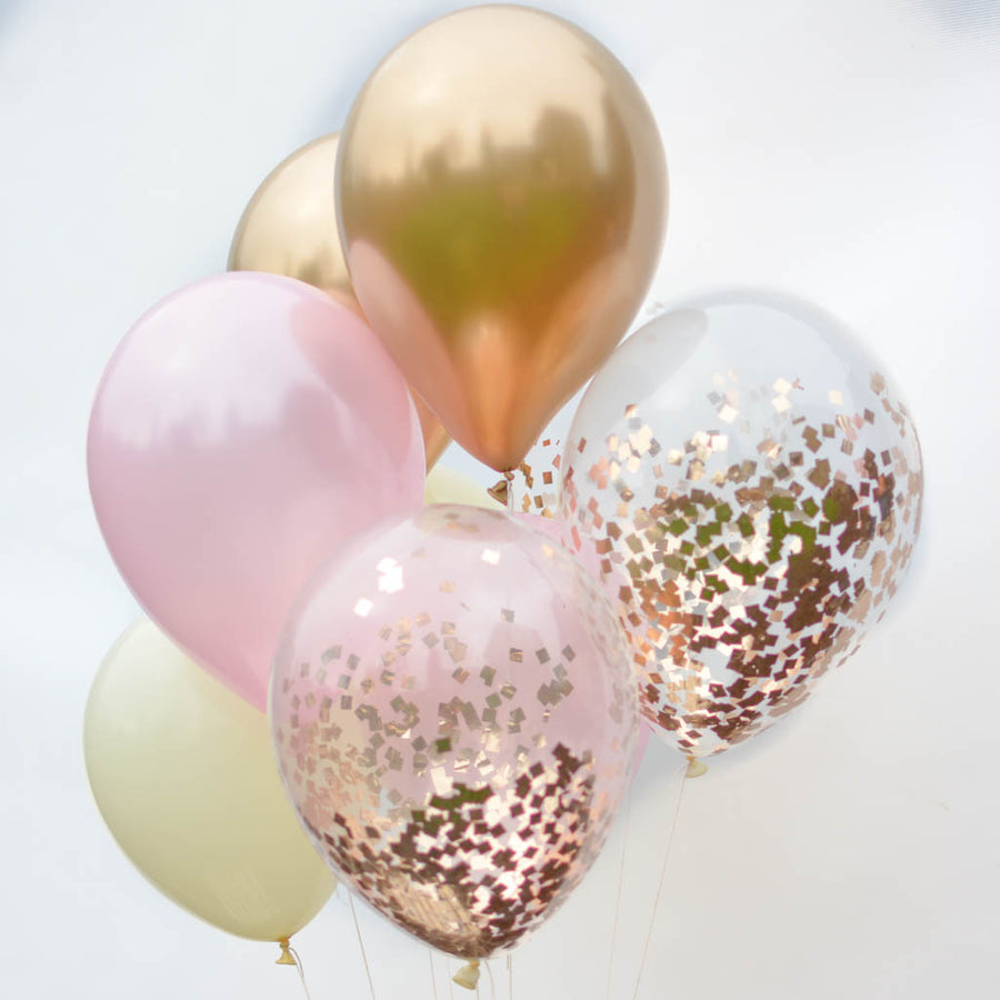 rose gold confetti balloons