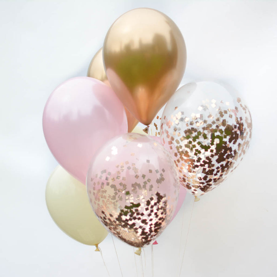 rose gold confetti balloons