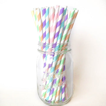 rainbow pastel straws