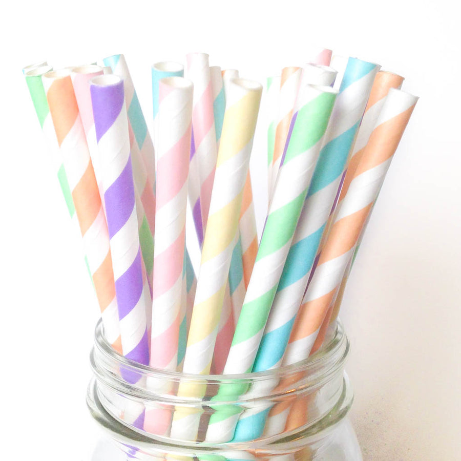 pastel striped straws