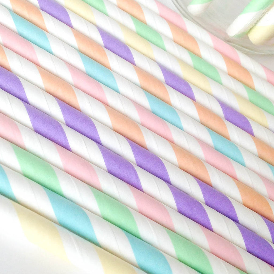pastel stripe straws