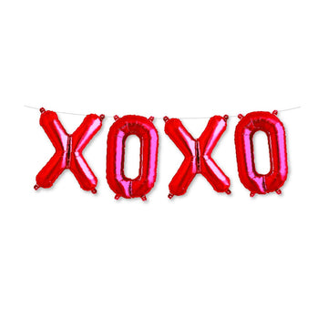 red XOXO balloons